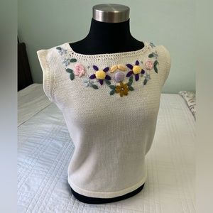 Vintage embroidered sweater vest/ top